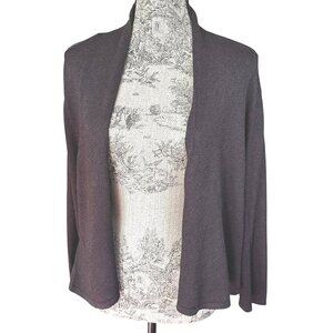 EILEEN FISHER Brown Italian Yarn Cardigan M Minimalist Knit Open Front Sweater